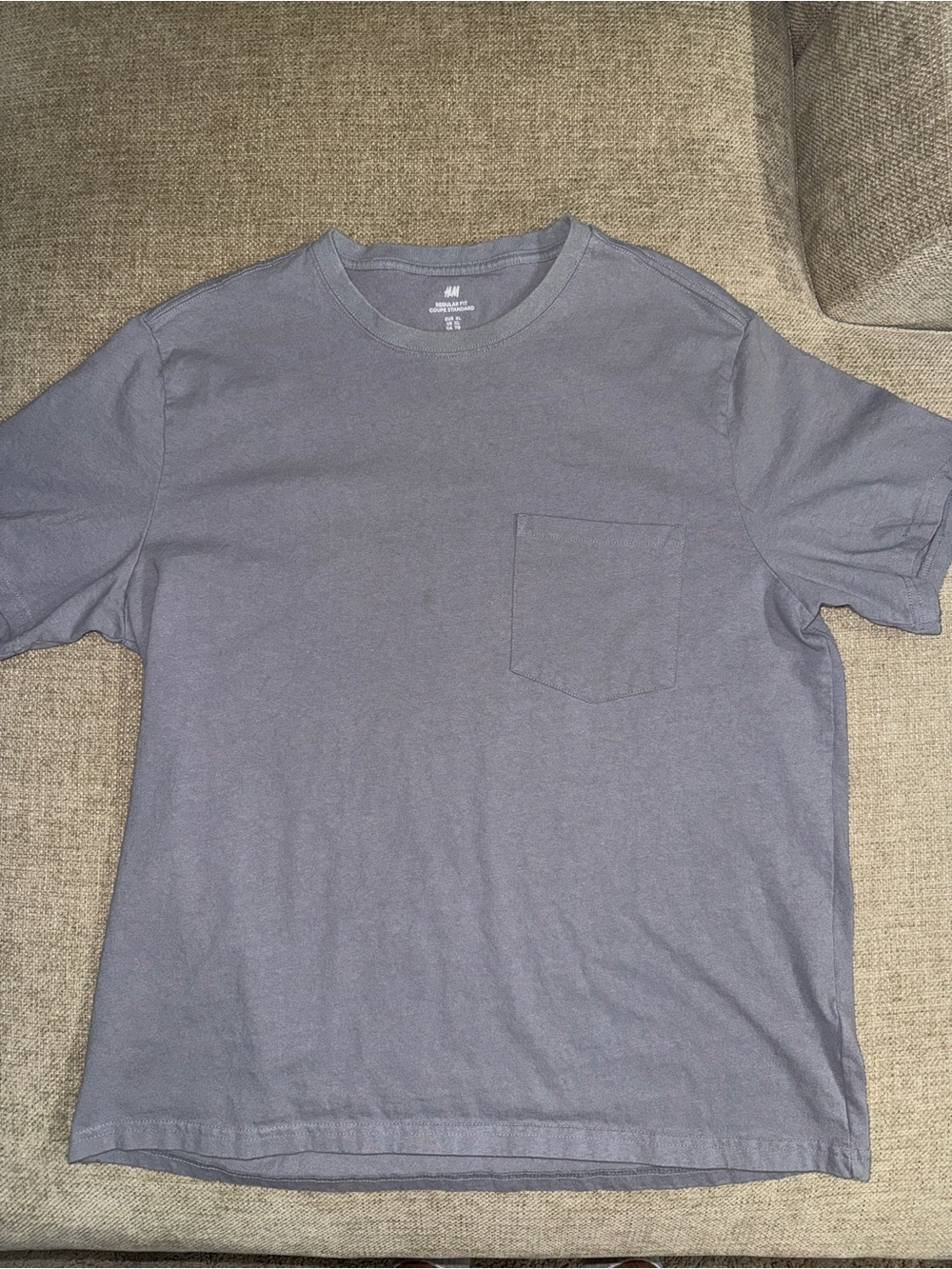 H&M Men’s Crew Neck Pocket T‑Shirt — Slate Gray Blue